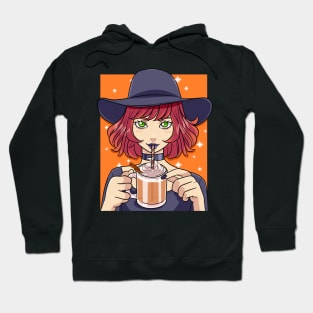 Pumpkin Spice Latte Witch Halloween Coffee Lover Hoodie